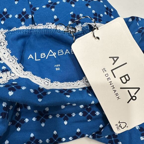 NWT Alba of Denmark Blue Heartbreaking Love Print Ghita Long Sleeve Shirt - Picture 6 of 6